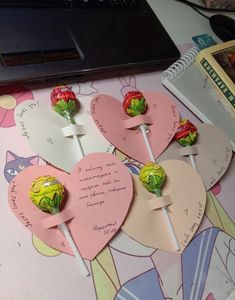 valentine's day lollipops are on the table