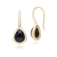 A modern and timeless design drop Earrings with a unique Black Onyx featuring Topaz gemstones with 18ct Gold Plated Sterling silver. A quick buff with a jewellery cleaning cloth will remove metal tarnishes and keep gemstones looking glossy. Please avoid contact with perfumes, cosmetics or chemicals. Elegant Diamond Earrings With Gemstone Accents For Formal Occasions, Elegant Formal Diamond Earrings With Gemstone Accents, Modern Teardrop Earrings For Everyday Luxury, Modern Drop Diamond Earrings As A Gift, Modern Sterling Silver Earrings With Gemstone Accents, Modern Teardrop Diamond Earrings For Evening, Modern Teardrop Diamond Earrings, Contemporary Drop Jewelry For Formal Occasions, Formal Drop Contemporary Jewelry