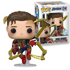 the pop vinyl figurine has been made to look like iron spider