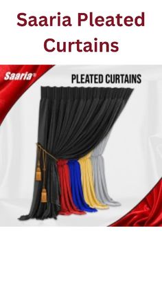 the curtains are different colors and sizes