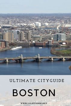 the ultimate city guide to boston, usa with text overlaying it's image