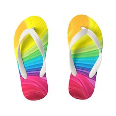 Rainbow Kids Flip Flops Rainbow Kids, Beach Fun, Monogram Initials, Summer Decor, Flip Flop Sandals