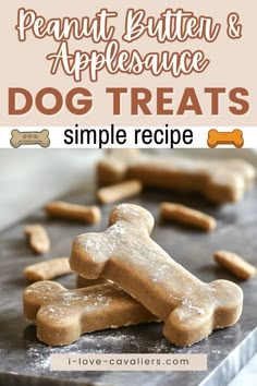 homemade peanut butter and apple dog treats with text overlay