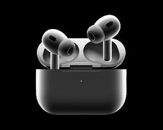 an apple airpods is shown in the dark