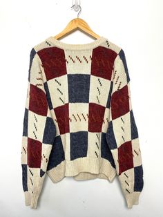 This sweater has a faint mark (as seen in last photo). Measurements  Pit to pit (width): 25 inches Top to bottom (length): 25 inches Geometric Knit, Mens Pullover, Pullover Sweater Men, Photo Dimensions, Plain Shirts, Loose Tops, Knit Pullover, Pullover Men, Crewneck Sweater