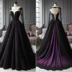 A: We accept customized sizes, colors, and styles. sleeves length(F). Q: How long does it take to customize a dress?If I need this item with rush,what should I do?. The difference between white and ivory. Black Wedding Dress Corset Victorian Goth, Simple Gothic Wedding Dress, Black Wedding Dresses With Pockets, Black Wedding Dress Mermaid Long Sleeve, Burgundy Purple Black Wedding, Non Traditional Wedding Dress With Sleeves, Witch Wedding Dress Pagan, Wiccan Wedding Dresses, Corset Wedding Dress Black