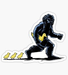 a gorilla with ducklings sticker