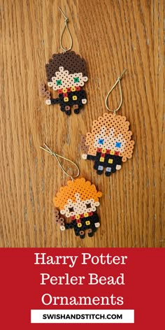 harry potter perler bead ornaments with text overlay