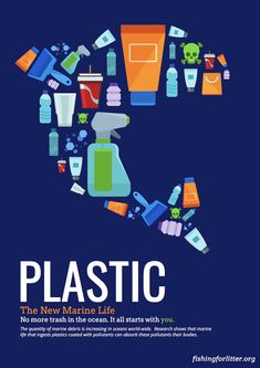 a poster with the words plastic on it and various items in different shapes around it