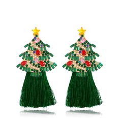 PRICES MAY VARY. 【Dazzling Christmas Earrings】 These stylish and glamorous Christmas tree earrings effortlessly complement any style, offering a touch of sophistication and holiday charm. Whether you're attending a holiday party or spending quality time with family, these earrings add a festive flair to your overall look, making you the center of attention. 【High Quality】 Crafted with attention to detail, these dangle earrings are made from high-quality materials, ensuring long-lasting shine. Ea Christmas Party Dangle Earrings, Christmas Party Drop Earrings, Green Jewelry For New Year's Party, Green Jewelry For New Year Party, Multicolor Christmas Earrings, Green Earrings For Holiday Parties, Green Christmas Earrings, Glamorous Christmas Tree, Gingerbread Man Christmas Tree