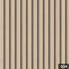 a wooden wall with vertical blinds on the side and bottom panel in light brown color