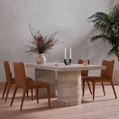 Olivia Modern Classic Beige Oak Wood Brown Leather Seat Dining Collection Dreamy Bedrooms, Leather Dining Chairs, Modern Dining Table, Four Hands, Oak Veneer, Rectangular Dining Table, Burke Decor, Table Seating, Side Chairs Dining