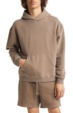 Washed and faded like an old favorite, this hoodie made of organic-cotton brushed terry sports a roomy, slouchy fit that's perfect for layering. 25" length (size Medium) Fixed hood Dropped shoulders Kangaroo pocket Ribbed cuffs and hem 100% organic cotton Machine wash, tumble dry Imported Washed Hooded Hoodie For Athleisure, Washed Athleisure Hooded Hoodie, Washed Athleisure Hoodie, Faded Relaxed Fit Hoodie For Fall, Faded Hoodie With Relaxed Fit For Fall, Washed Long Sleeve Athleisure Hoodie, Crew Neck Washed Hoodie For Loungewear, Sporty Long Sleeve Hoodie In Faded Color, Fall Athleisure Washed Hoodie