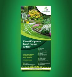 a beautiful garden doesn't happen by itself - flyer design for landscaping company in the uk