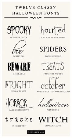 some type of font that is used to spell out the names for halloween and witches