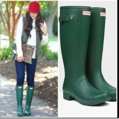 Questions? Leave A Comment Below! Fall Manifestation, Dark Green Boots, Alpha Phi Apparel, High Rain Boots, Green Hunter Boots, Green Rain Boots, Womens Hunter Boots, Tall Hunter Boots, Black Hunter Boots