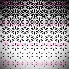 a black and white pattern with pink letters