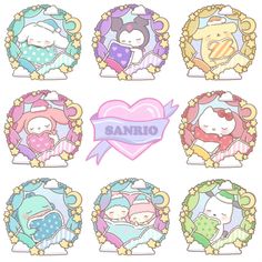 the sanrio stickers are all different colors