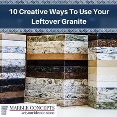 an image of marble tiles with the title 10 creative ways to use your leftover granite