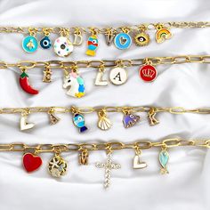 ✨ Personalized Charm Bracelet ✨ Are you ready to create the bracelet of your dreams? 🌈 This stunning personalized charm bracelet is the perfect way to express your style and personality! 💖 Filled with carefully selected charms in various themes, this bracelet can be a thoughtful gift for your loved ones or a special treat for yourself. 🎁 Why Choose This Bracelet? 🤔 🌟 Personalization Options: Customize your bracelet with your desired name, date, or a special message to make it truly unique! Bff Charm Bracelets, Metal Name Bracelet For Friendship, Personalized Metal Charm Bracelet As Gift, Personalized Metal Charm Bracelet As Personalized Gift, Personalized Metal Charm Bracelet For Gifts, Dangle Charm Bracelet As A Gift, Dangle Charm Bracelet For Gifts, Dangling Charms Bracelet As A Gift, Personalized Metal Chain Bracelet