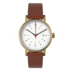 The V03D by VOID Watches Small Watch, White Watch, Light Brown Leather, Three Hands, We Watch, Perfect Gift For Him, Analog Watch, Gold Glass, Crystal Gifts