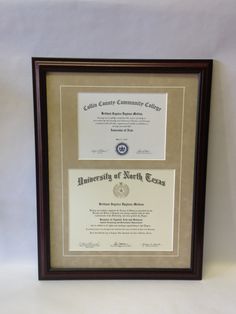 an award plaque is placed in front of a white background with a brown frame and black border