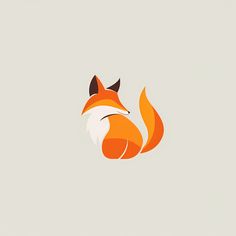 an orange and white fox logo on a gray background