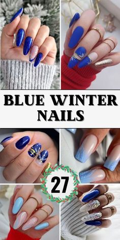 Blue Nails Elegant, Blue Winter Nails, Pastel Blue Nails, Blue Manicure, Oval Shaped Nails, Snowflake Nail, Glitter Snowflakes, Snowflake Patterns, Winter Designs