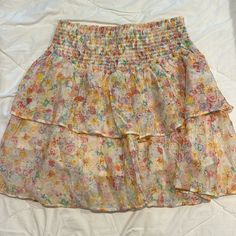 Beautiful Skirt Picked Up From A Local Boutique Almost Never Worn Originally $125 But Selling For $42! Willing To Negotiate Same Quality As Loveshackfancy And Very Similar Style Dm For Questions And Send Offers! Multicolor Floral Print Feminine Bottoms, Spring Mini Skirt For Brunch Gathered Style, Spring Brunch Mini Skirt With Lining, Spring Brunch Lined Mini Skirt, Spring Brunch Mini Skirt, Spring Flowy Mini Skirt For Brunch, Spring Brunch Flowy Mini Skirt, Floral Print Mini Skirt For Brunch, Spring Gathered Mini Skirt