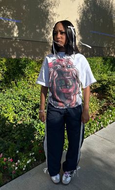 Casual Wear Black Woman, Hbcu Class Outfits, Outfits For Adidas Samba, White Cement 3 Outfit Black Women, College Fdoc Outfit Hbcu, Essentials Shirt Outfit Black Women, Mariah The Scientist Shirt Outfits, College Outfit Black Woman, Diesel Shirt Outfit Black Women