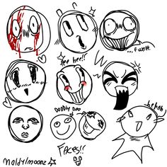 an image of cartoon faces drawn by hand