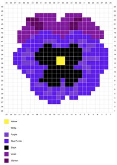 an image of a pixellated flower in purple, yellow and black color palettes