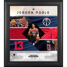 the washington wizards'jordan poole framed photo with his team name and number on it