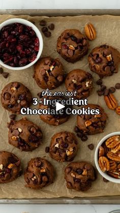 chocolate cookies with pecans, cranberries and nuts