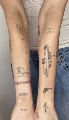 two people with matching tattoos on their arms