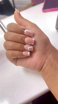 One Inch Nails, Acrylic Nail French Designs, Nail Designs White Square, Overlay Nails French Tip, Acrylic Nails Designs Brown, Short Nail Designs Nude, Acrylic Overlay Nails Short Designs, French Tip Overlay Nails, Nail Designs Nude Color