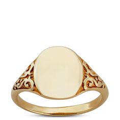 Put your personal touch on this engravable 14k yellow gold signet ring from our Toscano Collection. This classically styled ring with detailed sides is suitable for a one or three initial monogram. Make this Italian inspired ring all your own. Initial Monogram, Gold Signet Ring, Gold Collection, Ring Size Guide, Monogram Initials, Signet Ring, Types Of Metal, Fashion Rings, Jewelry Shop