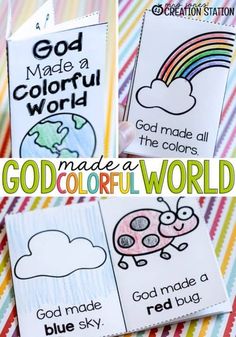 the god made a colorful world bookmarks for kids to use in their homeschool