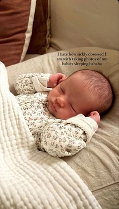 a baby sleeping on top of a bed next to a pillow with the words, i have not actually observed if there is anything