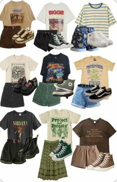 Baggy Indie Outfits, Queer Fashion Summer, Retrocore Outfits, Downtown Outfits Summer, Comfy Grunge Outfits, Retro Aesthetic Outfit, Thrift Shop Outfit, Summer Grunge Outfits, Grunge Summer Outfits