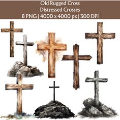 an old rugged cross clipart set