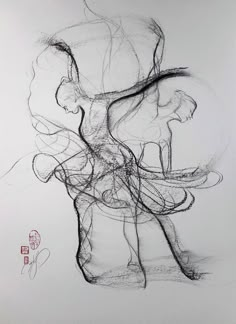 an abstract drawing with lines and shapes