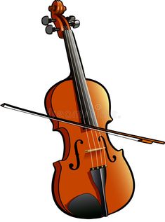 an orange violin and bow on a white background royalty photo - illustration, clipping