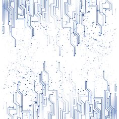 an abstract blue and white background with lots of dots in the shape of electronic circuit boards