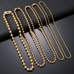 3/6/8mm Gold/Silver Color Ball Bead Necklaces Stainless Steel Metal Big Bead Chain Choker For Women Metal Bead, Bead Necklaces, Golden Jewelry, Bead Chain, Jewelry Choker, Necklaces For Women, Chain Choker, Metal Beads, Beaded Chain