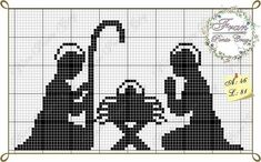 a cross stitch pattern with the silhouettes of two people