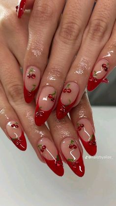 Cherry French Tip Nails, Cherry French Tip, Quartz Nails, Spring Nail Designs, Almond Nails Designs, Tip Nails, Nails Only, Surprising Facts