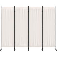 a white room divider with black poles