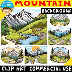 the mountain background clip art commercial use for children's books, crafts and more