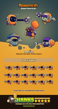 Robots V1 2d Character Animation, Robot Game, Game Card Design, Mobile Robot, Zbrush Character, Robot Cartoon, Vector Game, Game Ui Design, Game Illustration